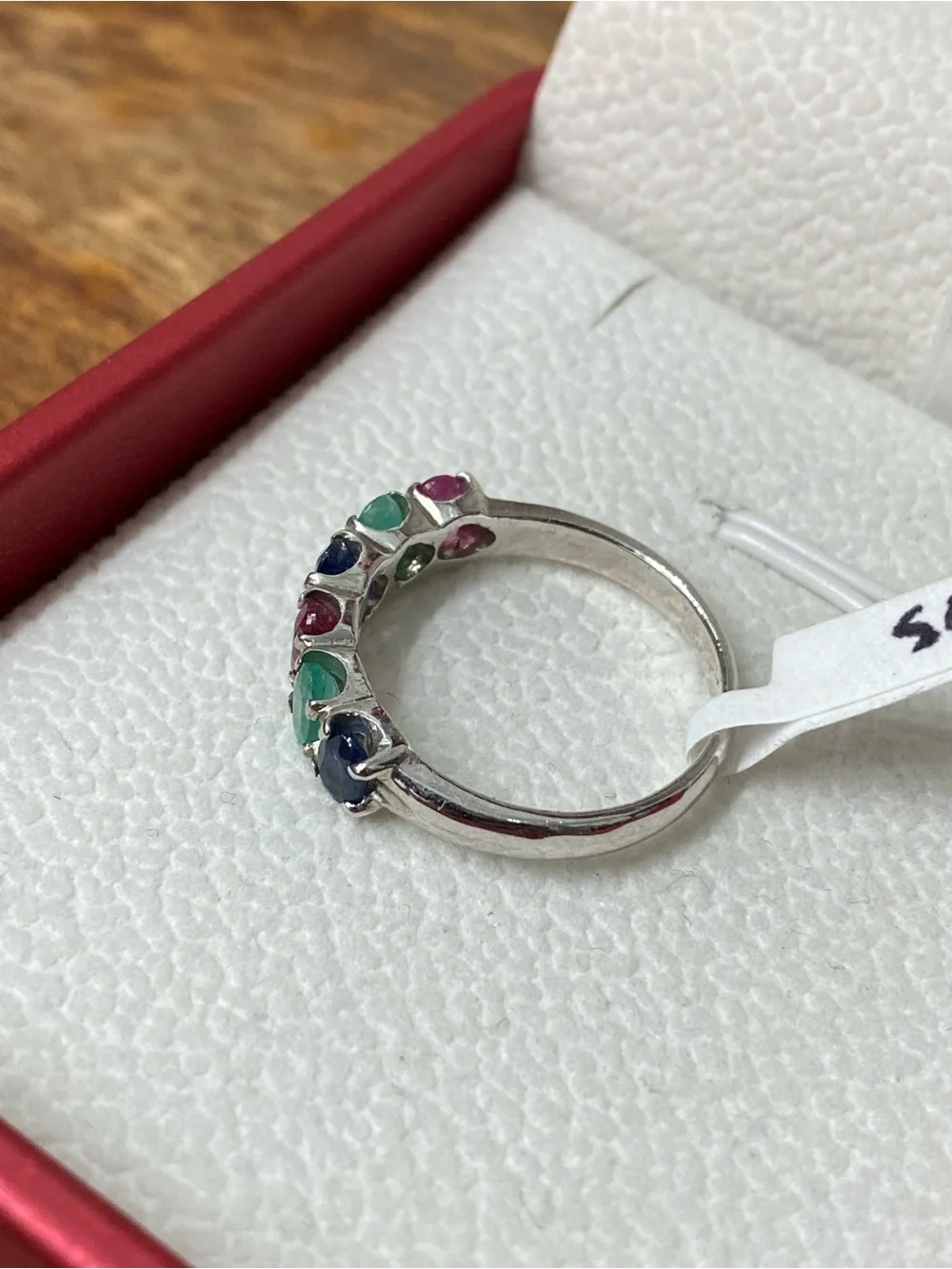 925 Sterling Silver Natural Ruby Emerald And Sapphire Ring